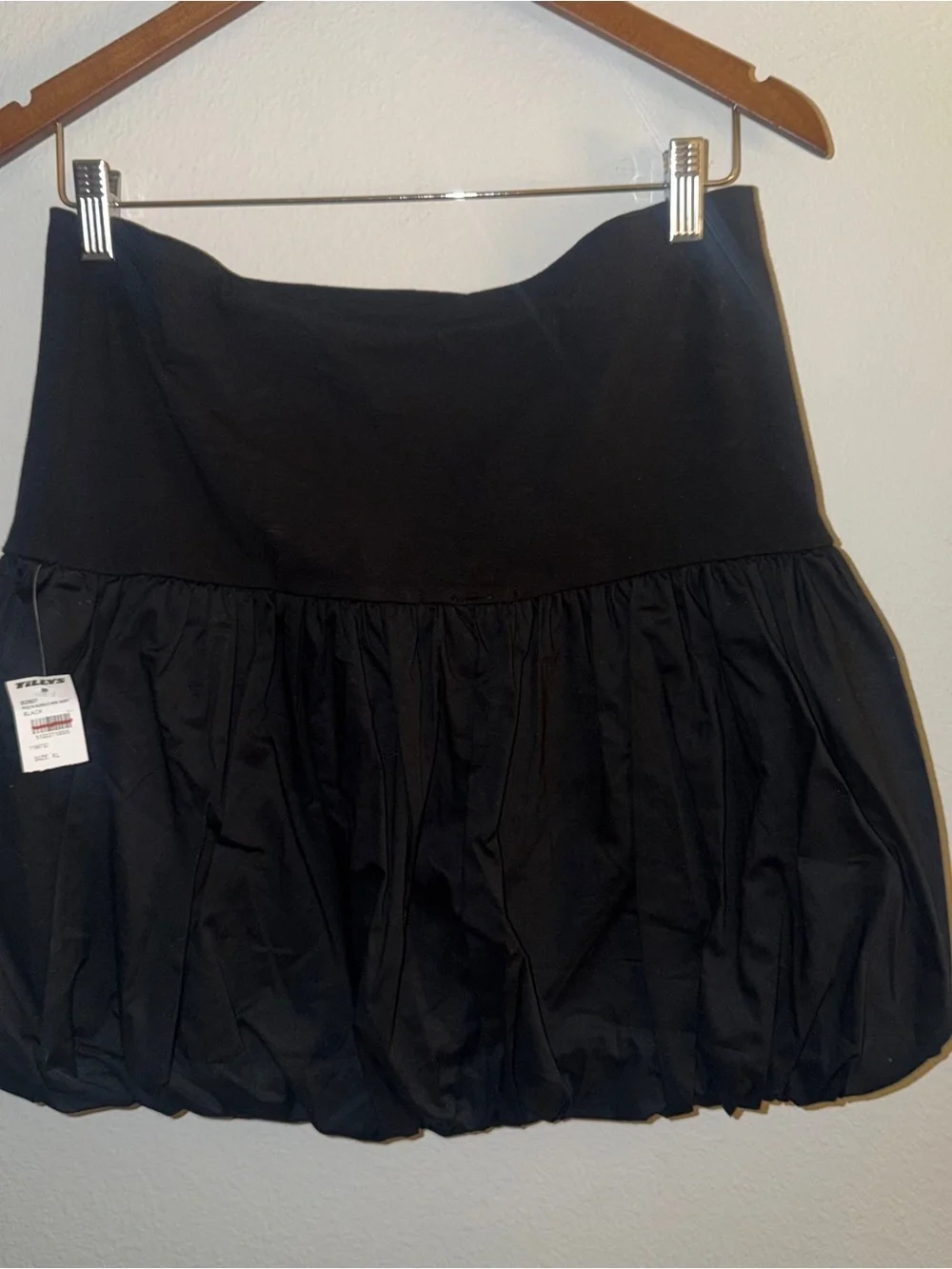 RSQ Black Mini Bubble Skirt with Wide Waistband
